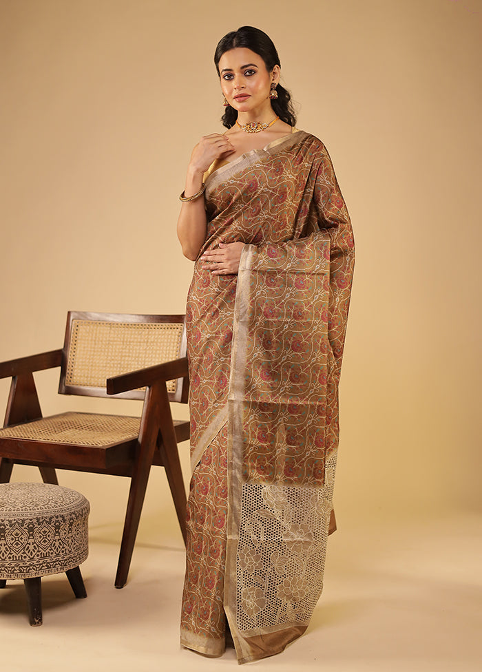 Yellow Tussar Silk Saree With Blouse Piece