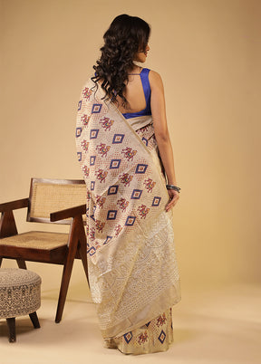 Cream Tussar Silk Saree With Blouse Piece