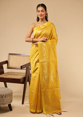 Yellow Tussar Silk Saree With Blouse Piece