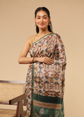 Multicolor Tussar Silk Saree With Blouse Piece
