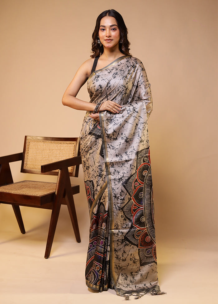 Multicolor Tussar Silk Saree With Blouse Piece