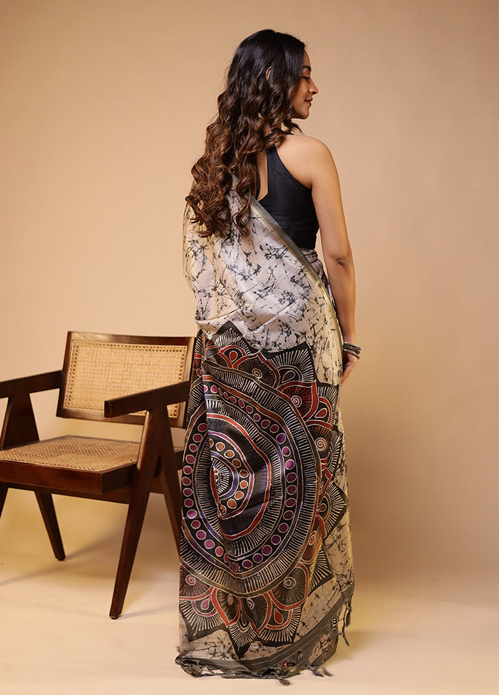 Multicolor Tussar Silk Saree With Blouse Piece