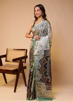 Multicolor Tussar Silk Saree With Blouse Piece