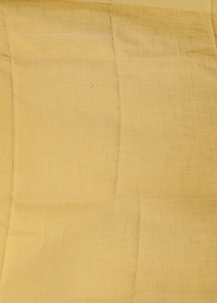 Yellow Linen Silk Saree With Blouse Piece