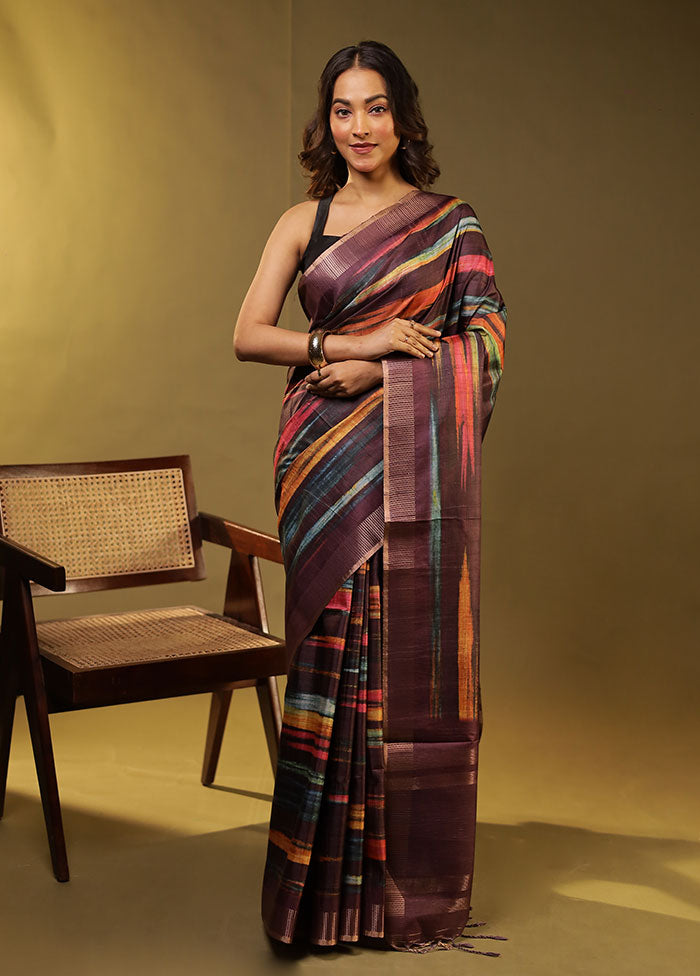 Purple Cotton Saree With Blouse Piece