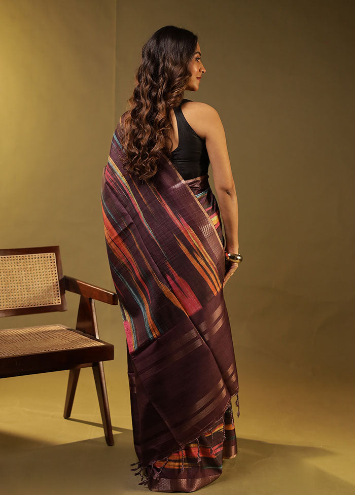 Purple Cotton Saree With Blouse Piece