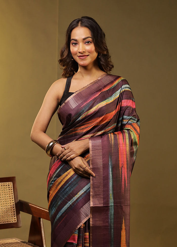 Purple Cotton Saree With Blouse Piece
