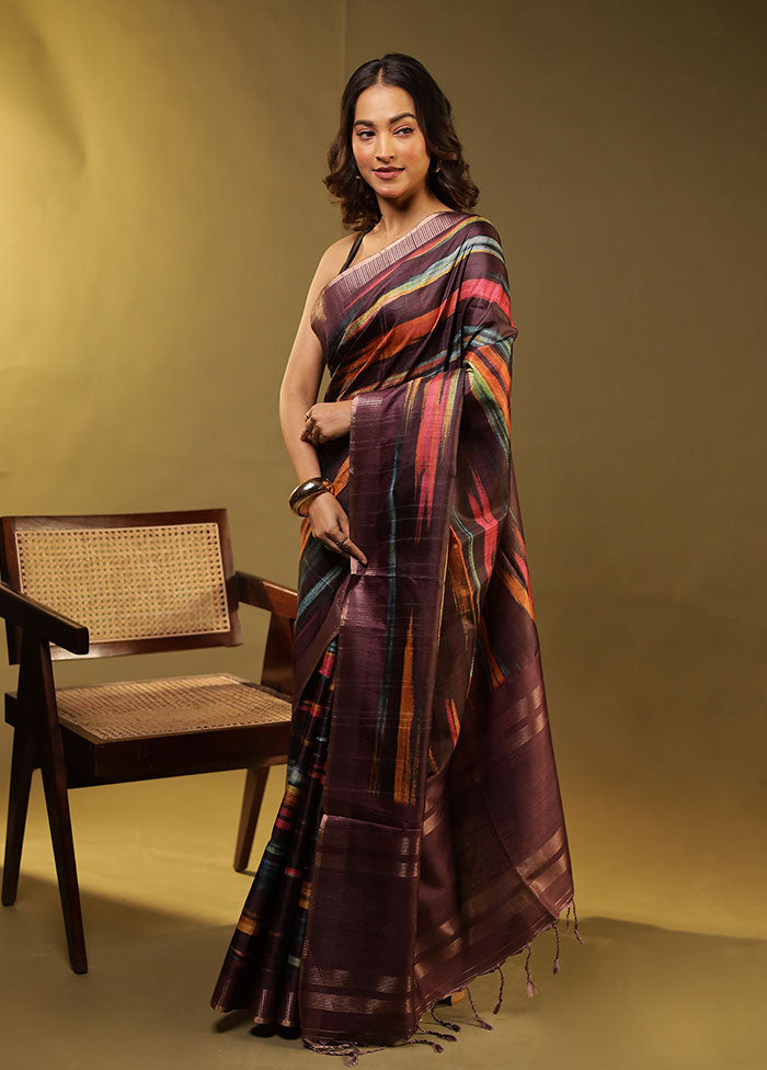 Purple Cotton Saree With Blouse Piece