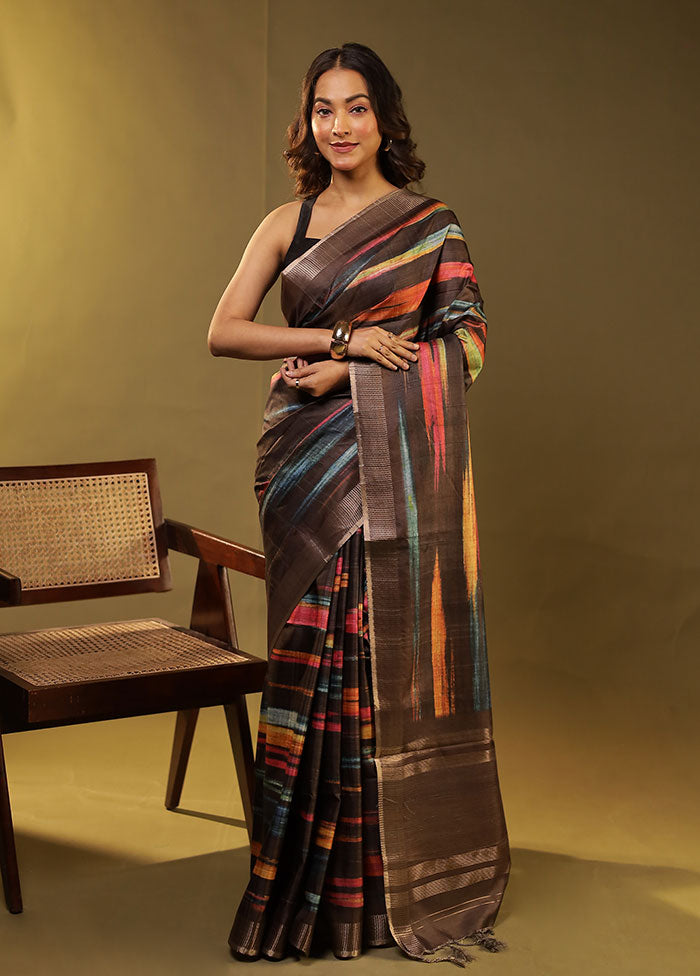 Brown Cotton Saree With Blouse Piece