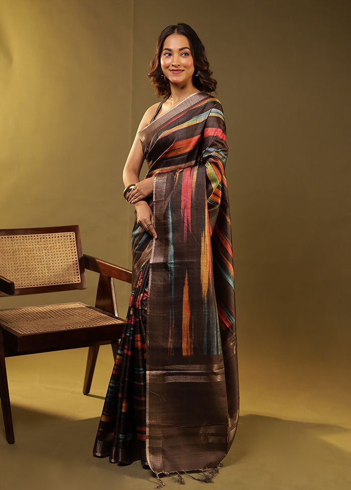 Brown Cotton Saree With Blouse Piece
