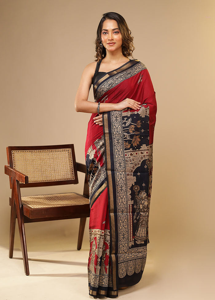 Purple Chanderi Cotton Saree With Blouse Piece