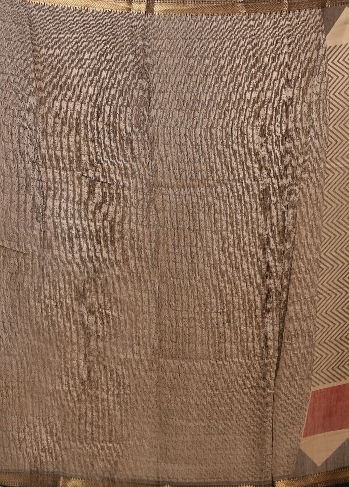 Grey Chanderi Cotton Saree With Blouse Piece