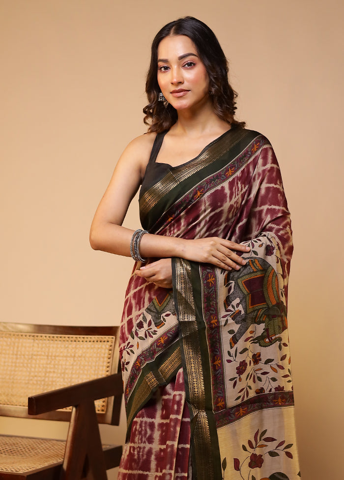 Cream Chanderi Cotton Saree With Blouse Piece
