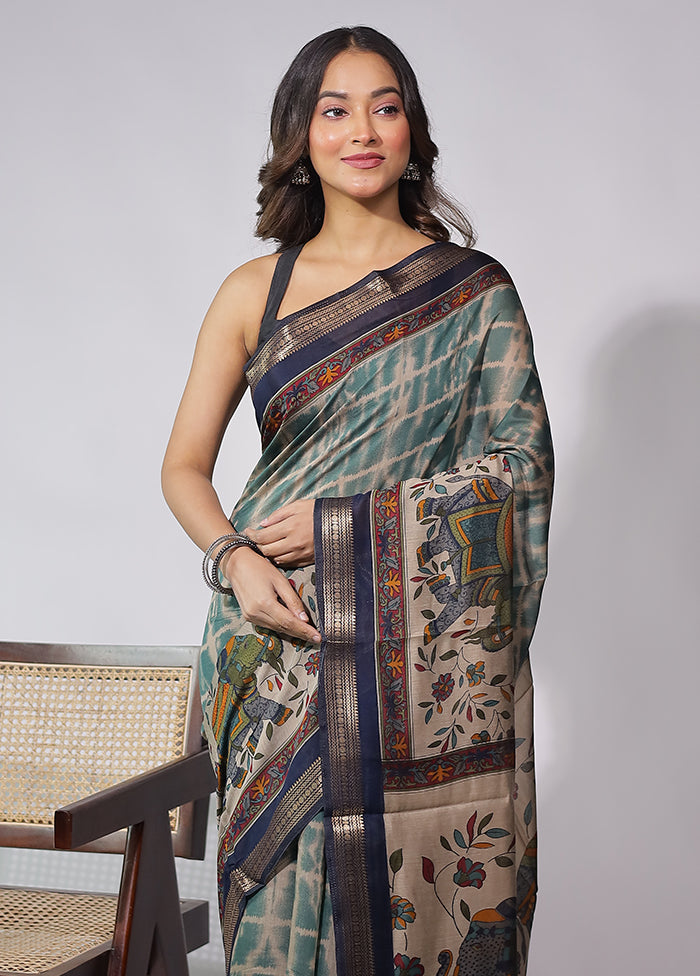 Multicolor Chanderi Cotton Saree With Blouse Piece