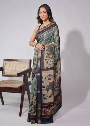 Multicolor Chanderi Cotton Saree With Blouse Piece