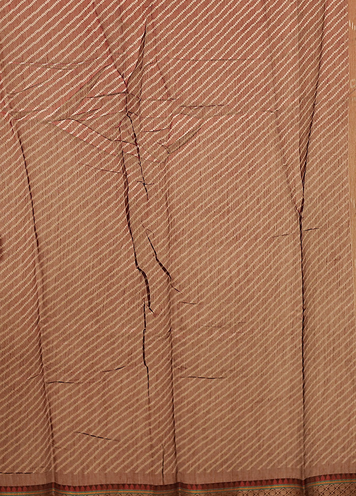 Rust Chanderi Cotton Saree With Blouse Piece
