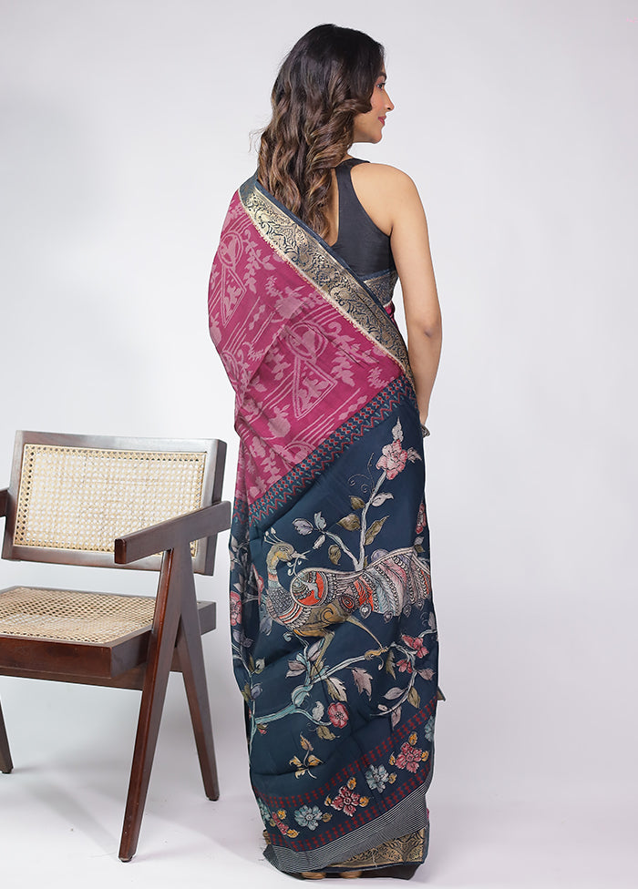 Maroon Chanderi Cotton Saree With Blouse Piece