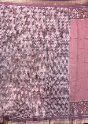 Maroon Chanderi Cotton Saree With Blouse Piece