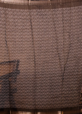 Grey Chanderi Cotton Saree With Blouse Piece