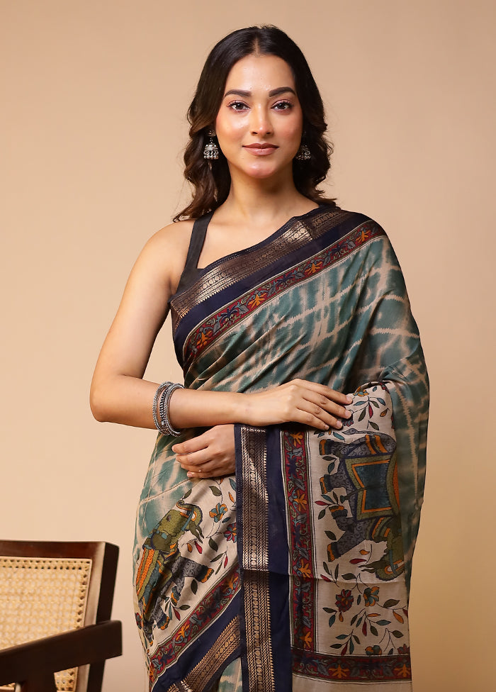 Multicolor Chanderi Cotton Saree With Blouse Piece