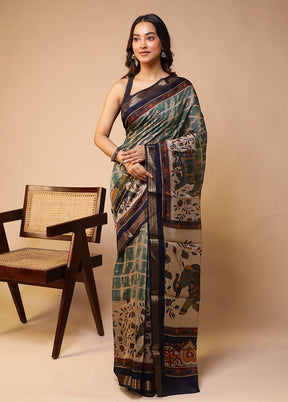 Multicolor Chanderi Cotton Saree With Blouse Piece