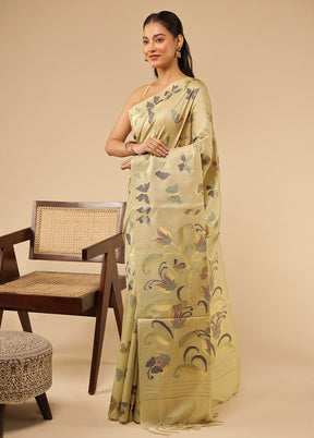 Cream Tussar Silk Saree With Blouse Piece