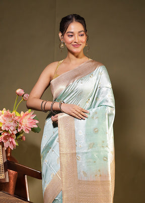 Blue Tussar Silk Saree With Blouse Piece