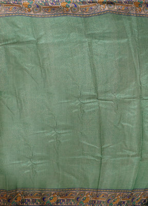 Green Printed Pure Silk Saree Without Blouse Piece