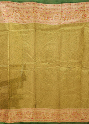 Green Printed Pure Silk Saree With Blouse Piece