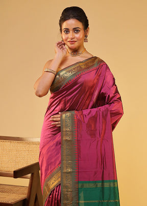 Maroon Kanjivaram Silk Saree With Blouse Piece