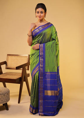 Green Kanjivaram Silk Saree With Blouse Piece