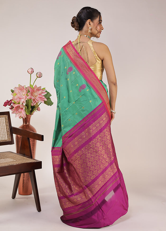 Green Kanjivaram Silk Saree With Blouse Piece
