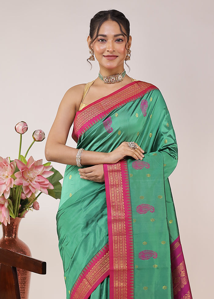 Green Kanjivaram Silk Saree With Blouse Piece