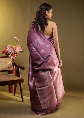 Purple Tussar Silk Saree With Blouse Piece