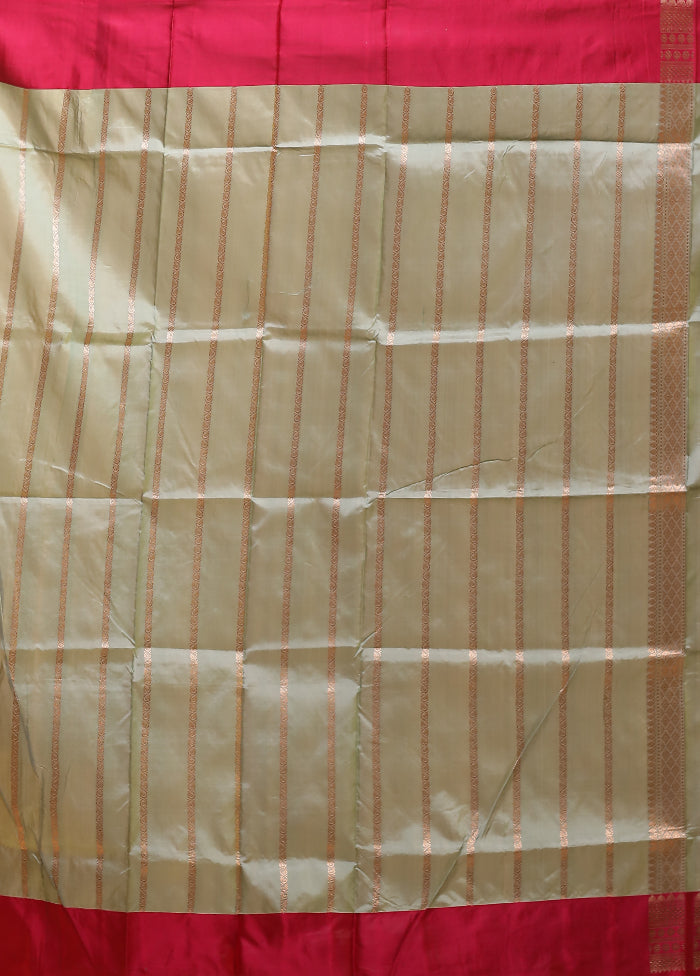 Green Handloom Katan Pure Silk Saree With Blouse Piece