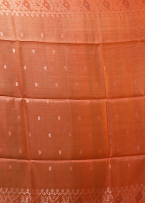 Orange Handloom Tussar Pure Silk Saree With Blouse Piece