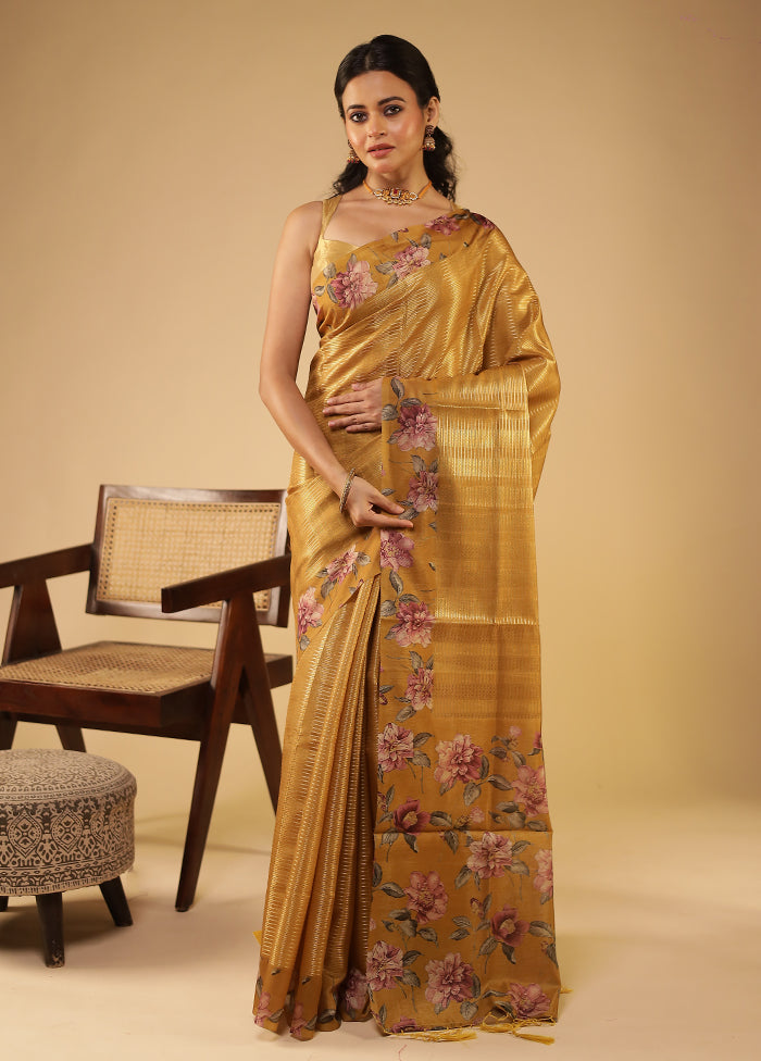 Brown Tussar Silk Saree With Blouse Piece