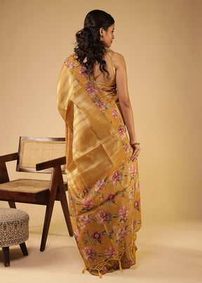 Brown Tussar Silk Saree With Blouse Piece