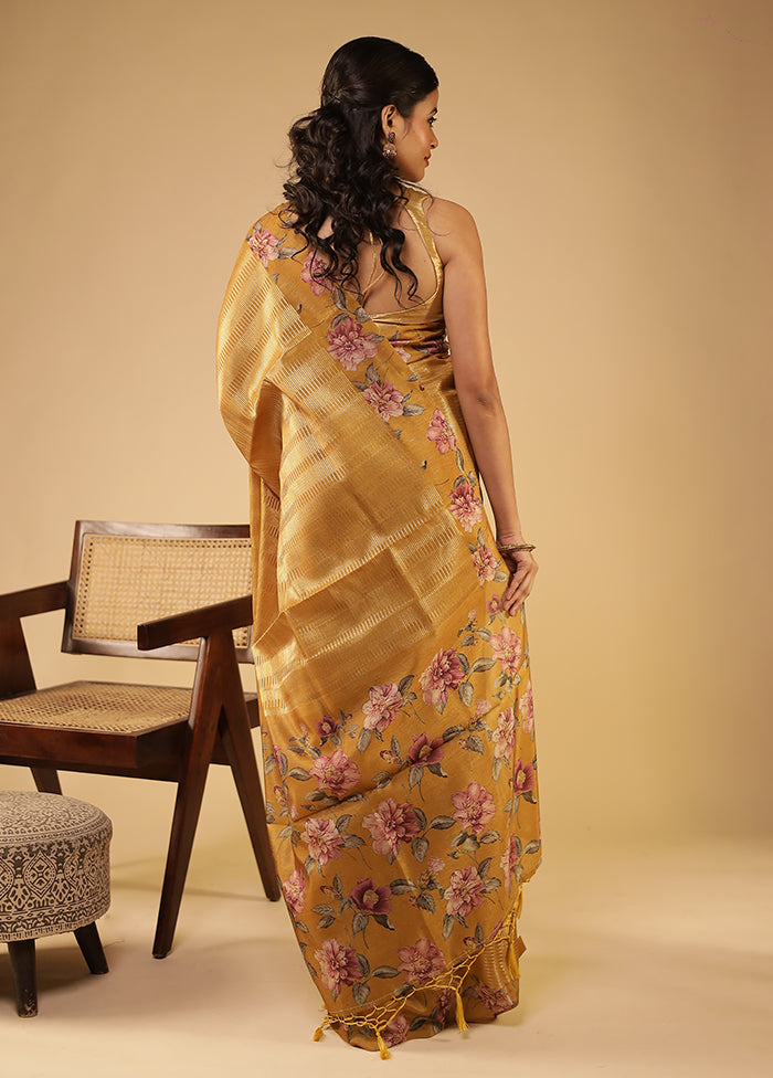 Brown Tussar Silk Saree With Blouse Piece