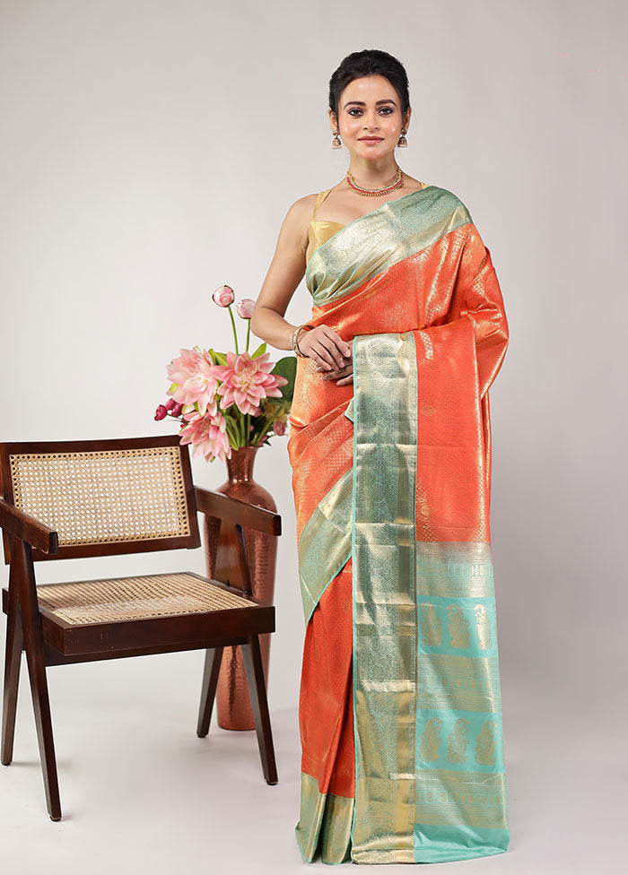 Red Kanjivaram Silk Saree With Blouse Piece