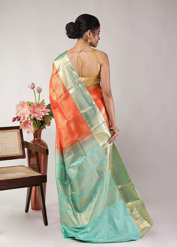 Red Kanjivaram Silk Saree With Blouse Piece
