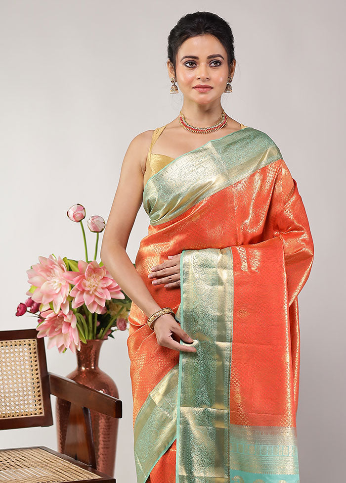 Red Kanjivaram Silk Saree With Blouse Piece