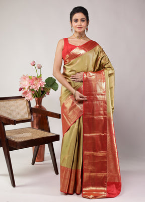 Green Kanjivaram Silk Saree With Blouse Piece