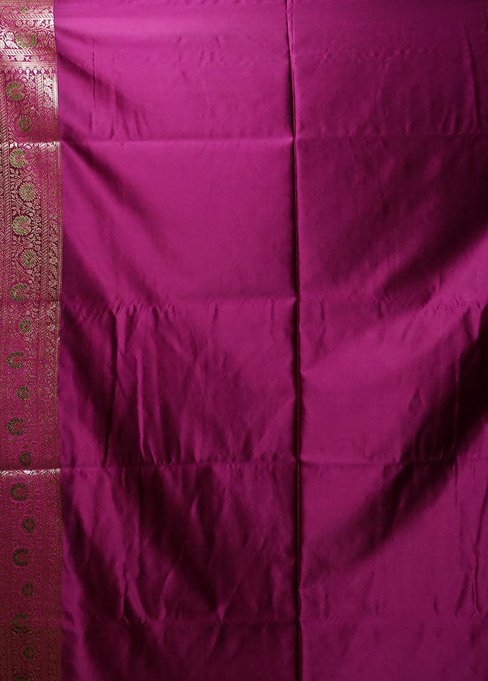 Maroon Handloom Banarasi Pure Silk Saree With Blouse Piece