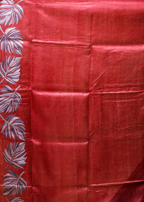 Multicolor Handloom Kantha Stitch Pure Silk Saree With Blouse Piece
