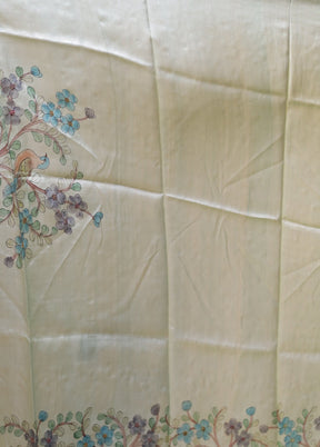 Grey Handloom Tussar Pure Silk Saree With Blouse Piece