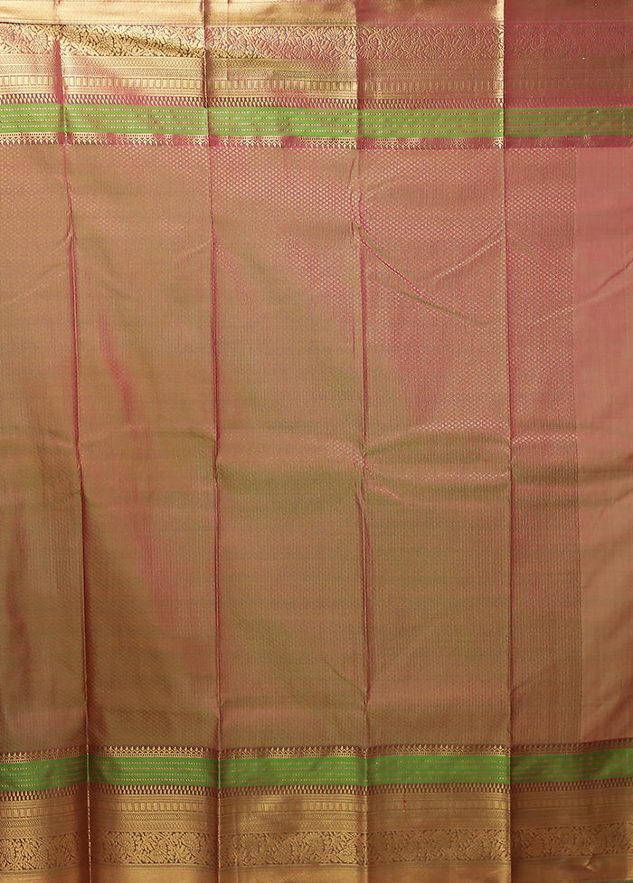 Pink Kanjivaram Silk Saree With Blouse Piece