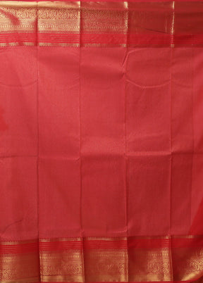 Rust Kanjivaram Silk Saree With Blouse Piece