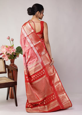 Pink Kanjivaram Silk Saree With Blouse Piece