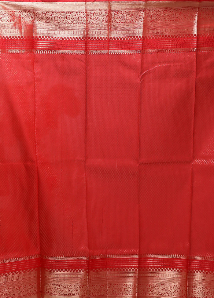 Pink Kanjivaram Silk Saree With Blouse Piece